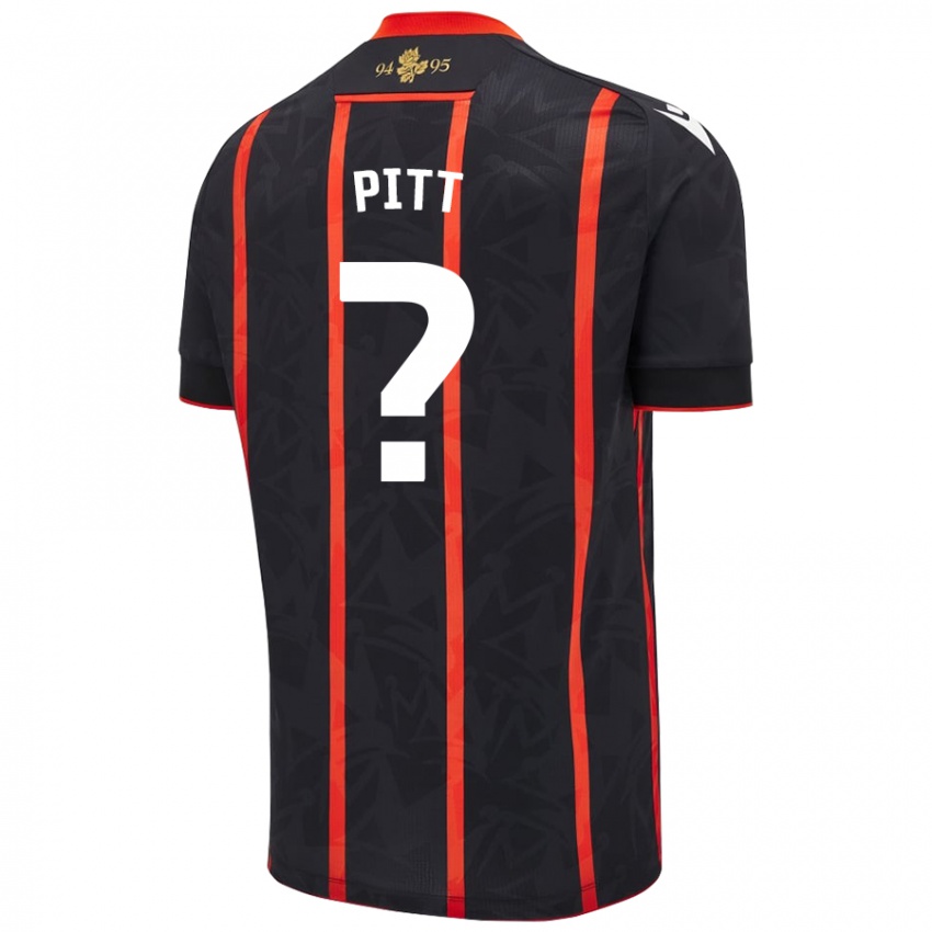 נשים Theo Pitt #0 שחור אדום הרחק ג'רזי 2024/25 חולצה קצרה