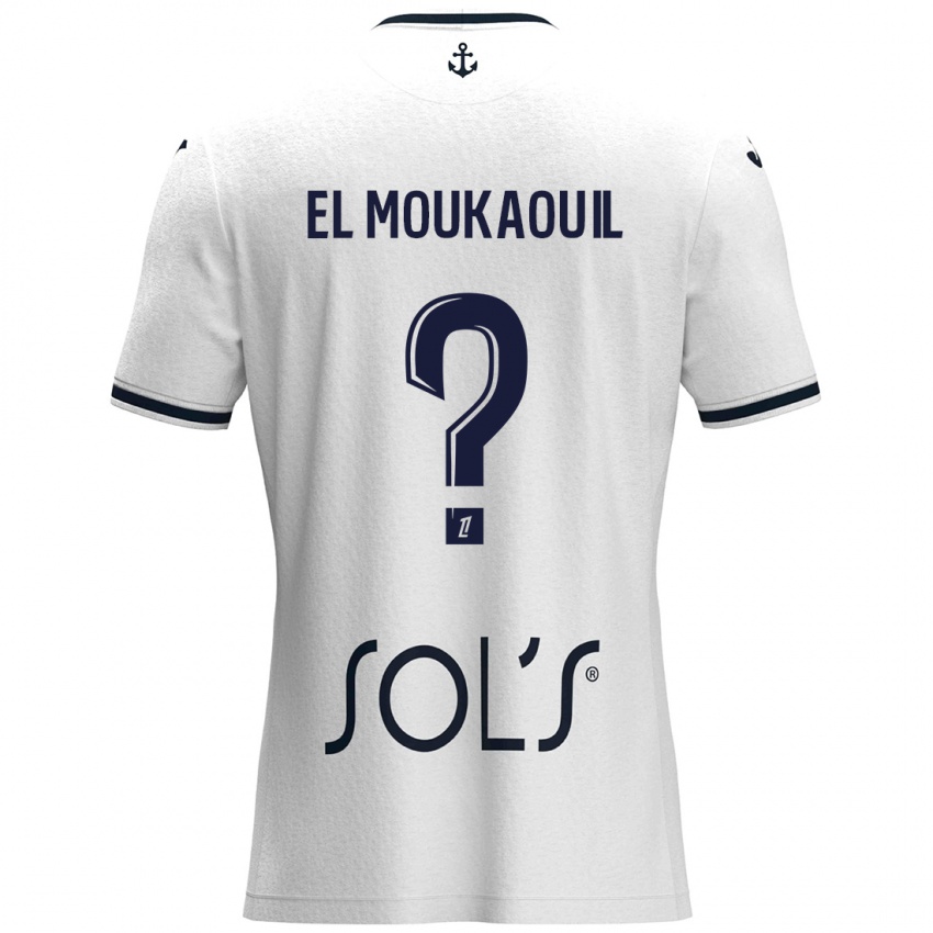 נשים Mohamed El Moukaouil #0 לבן כחול כהה הרחק ג'רזי 2024/25 חולצה קצרה
