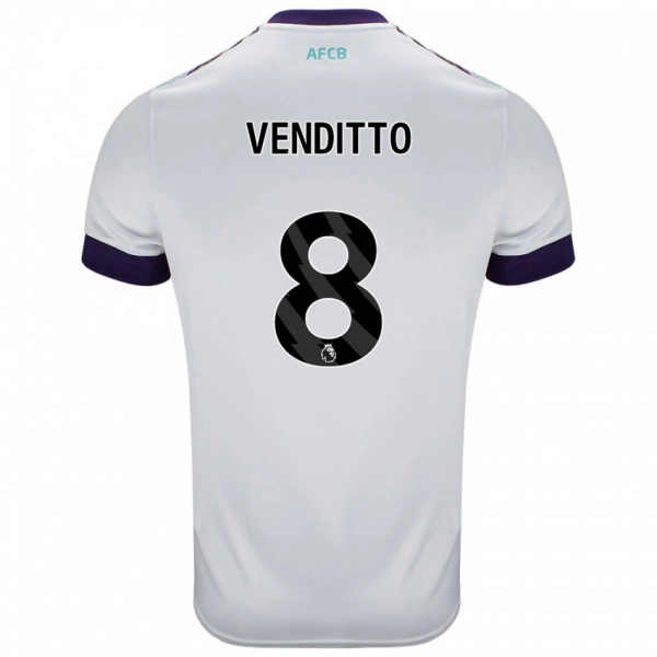 נשים Olivia Venditto #8 לבן ירוק סגול הרחק ג'רזי 2024/25 חולצה קצרה