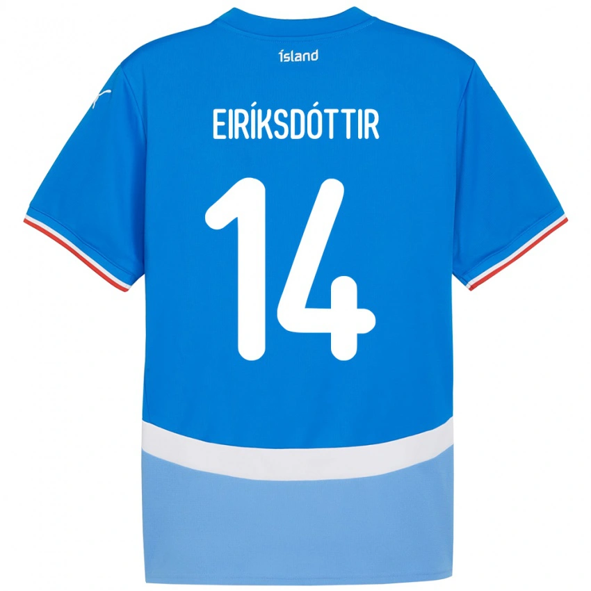 נשים אִיסלַנד Hlín Eiríksdóttir #14 כְּחוֹל ג'רזי ביתית 24-26 חולצה קצרה